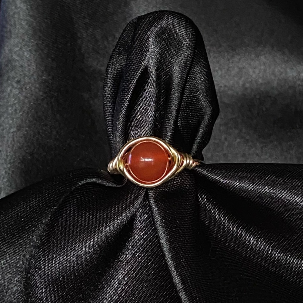 Carnelian crystal wire wrapped ring
